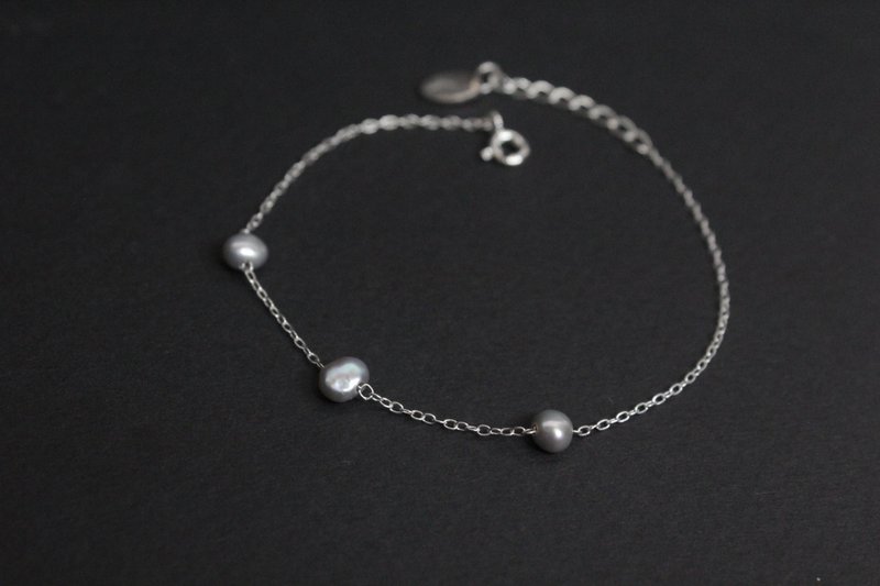 高雅饗宴 純銀手工手鍊 珍珠灰/白兩色 - 手鍊/手環 - 純銀 銀色