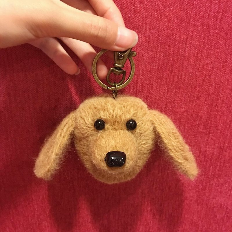 Handmade Dachshund Dog Keyring - ที่ห้อยกุญแจ - ขนแกะ 
