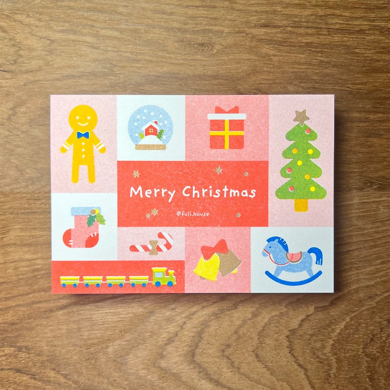 Stencil four-color printing for Christmas cards - การ์ด/โปสการ์ด - กระดาษ สีแดง