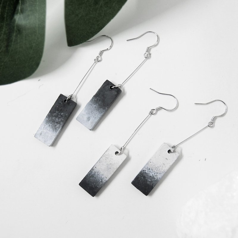 Ink wash series - Earth cement earring - Earrings & Clip-ons - Cement Silver