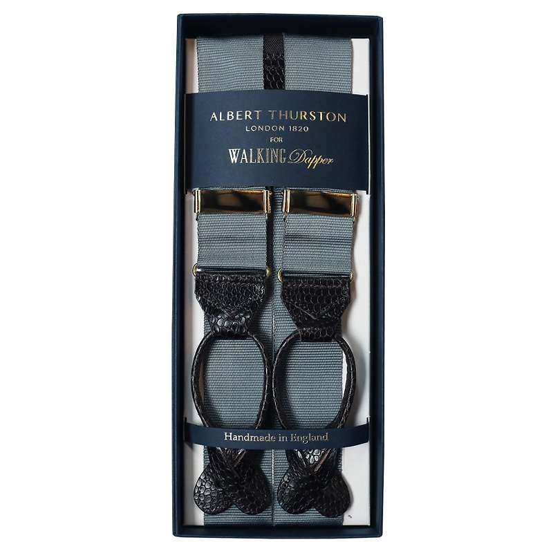 Made In England Albert Thurston No Time To Die braces suspenders since 1820 - Belts - Genuine Leather Blue