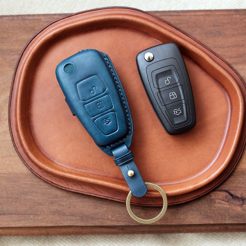 Handmade Leather ford key Case.Car Keychain.Car Key Cover Holder. - Keychains - Genuine Leather 