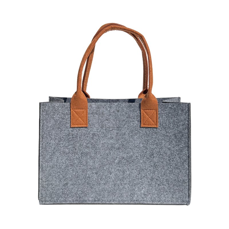 Felt bag plain color matching high grade gray - Handbags & Totes - Wool Gray