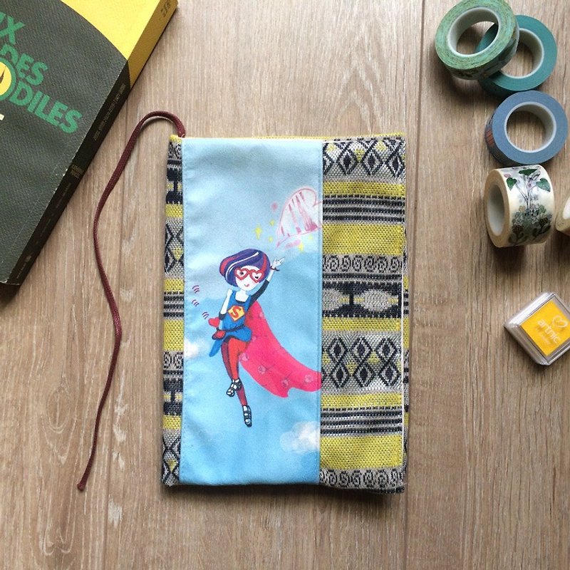 Love's superwoman hand-made cloth book jacket/book cover - Notebooks & Journals - Cotton & Hemp 