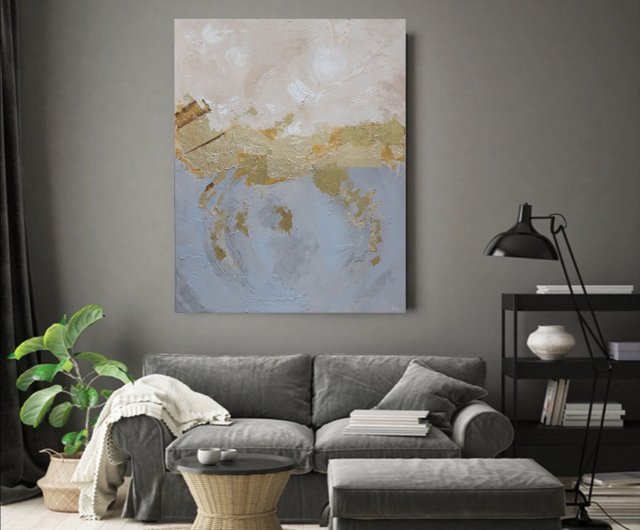 Gold Leaf Painting Canvas Art Large Wall Art Gold Wall Decor