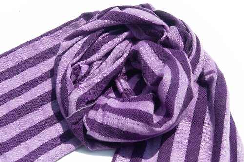 omhandmade 喀什米爾Cashmere 針織圍巾 純羊毛圍巾 手織圍巾 編織圍巾-紫色