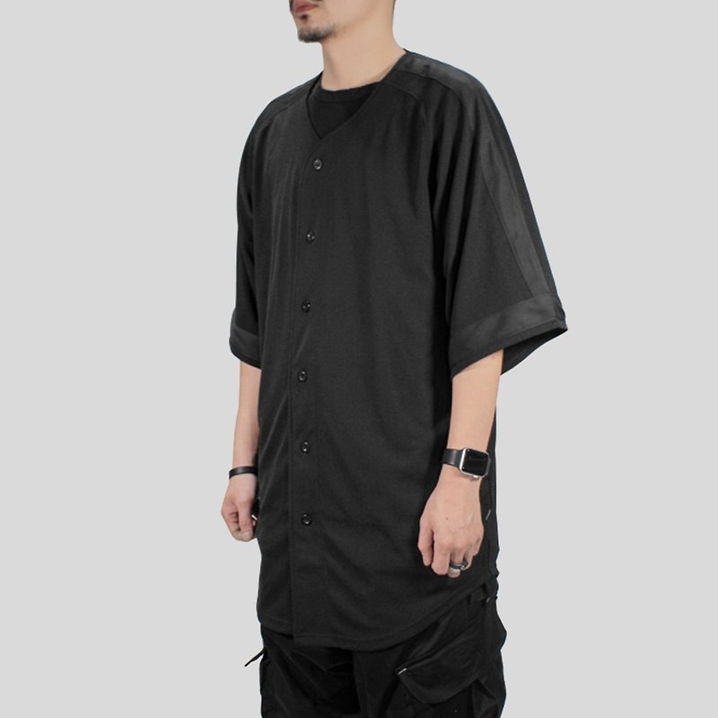 [ionism] tailoring baseball shirt black - Men's T-Shirts & Tops - Polyester Black