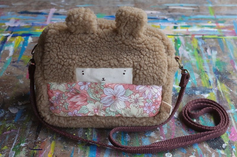 Duo rabbit rabbit with cosmetic bag - brown hair color -067 pink garden - Toiletry Bags & Pouches - Cotton & Hemp Khaki