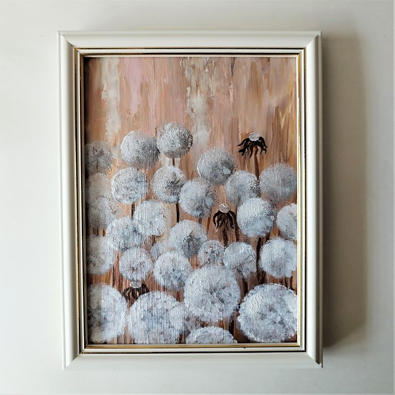 Acrylic Painting of Elegant Dandelions – Floral Artwork to Brighten Your Home - 壁貼/牆壁裝飾 - 壓克力 多色