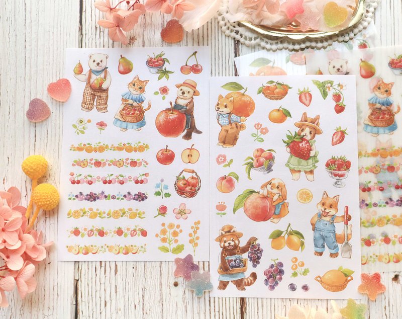 動物水果園-轉印貼紙 - 貼紙 - 其他材質 多色