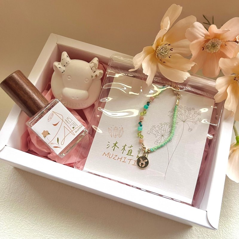 森嶺鎏心 x 金牛座森林系半邊繩晶礦手串香氛禮盒 - 香氛/精油/擴香 - 半寶石 