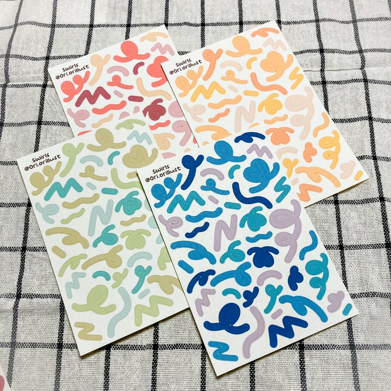 Swirls Stickers - มาสกิ้งเทป - กระดาษ หลากหลายสี