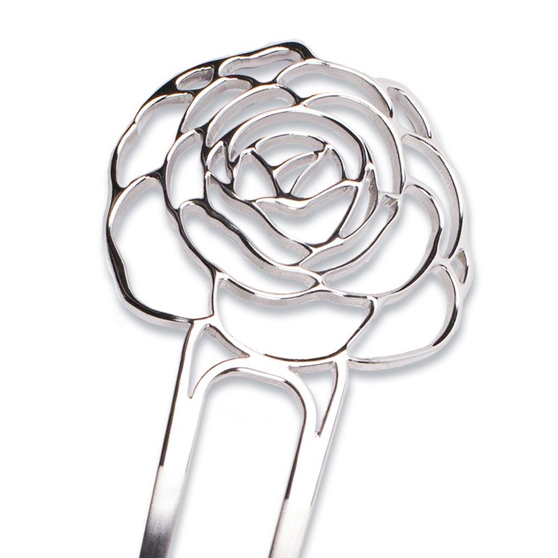 KANZASHI Hair pin 【Flower and seasons / Camellia sasanqua】 - Hair Accessories - Silver 