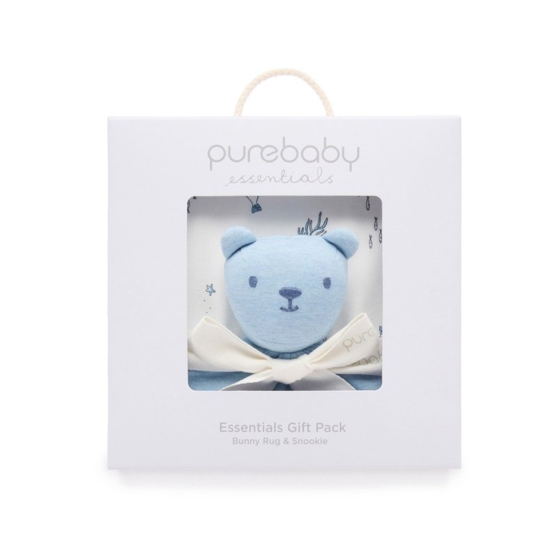 澳洲Purebaby有機棉嬰兒棉毯安撫巾禮盒/新生兒禮盒 粉藍 - 彌月禮盒 - 棉．麻 