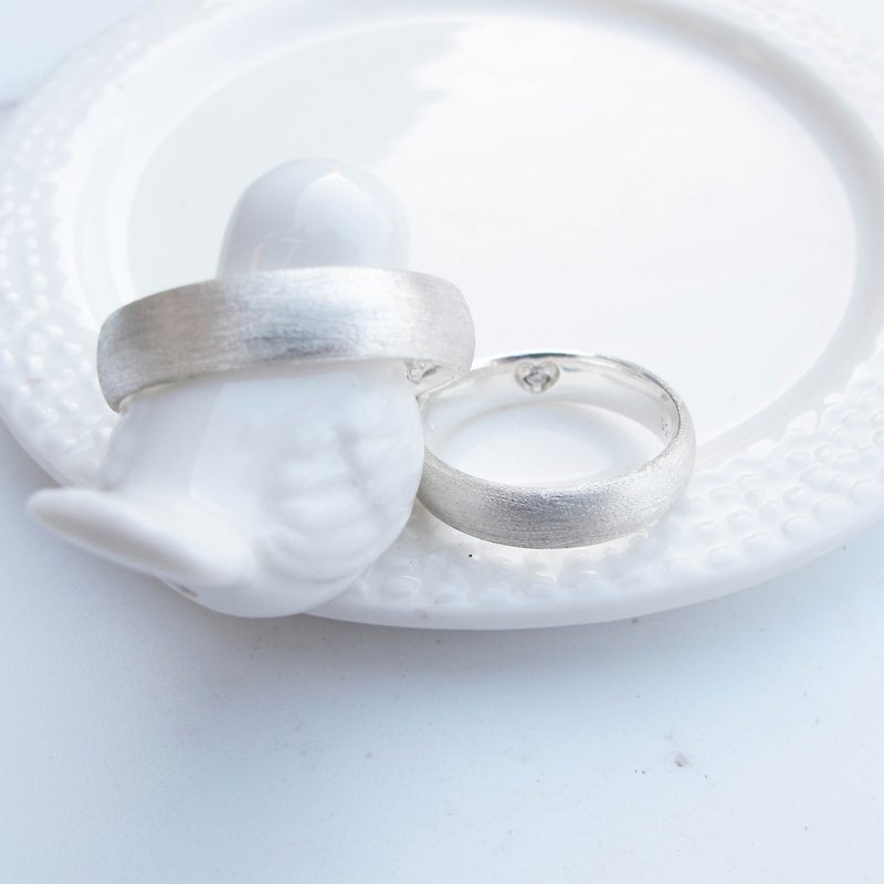 【Couple Rings】Complete | Shiny Matte Stone Sterling Silver Couple Rings | - Couples' Rings - Sterling Silver Silver