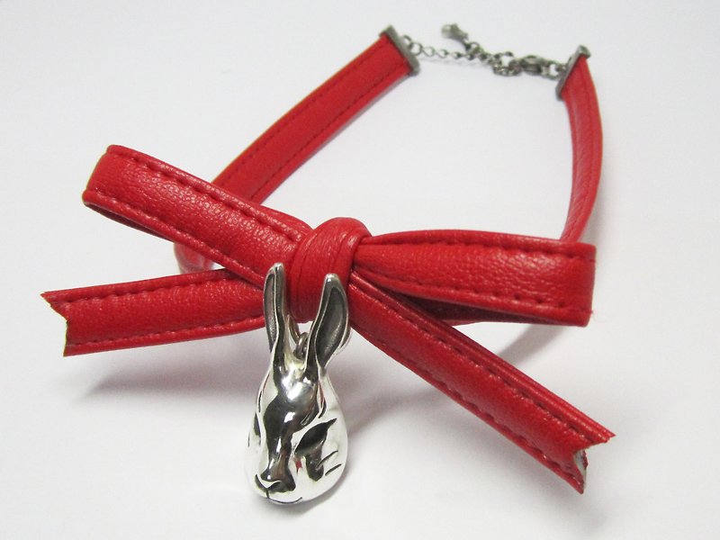 Rabbit face CHORKER (red) - Necklaces - Other Metals Red