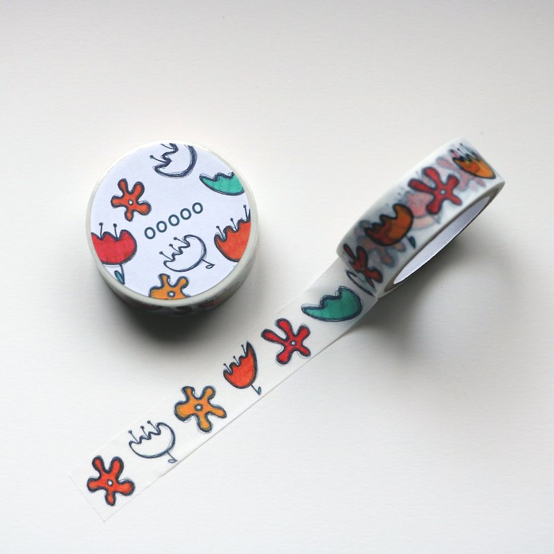 【Paper tape】02 small flower row station - Washi Tape - Paper Multicolor