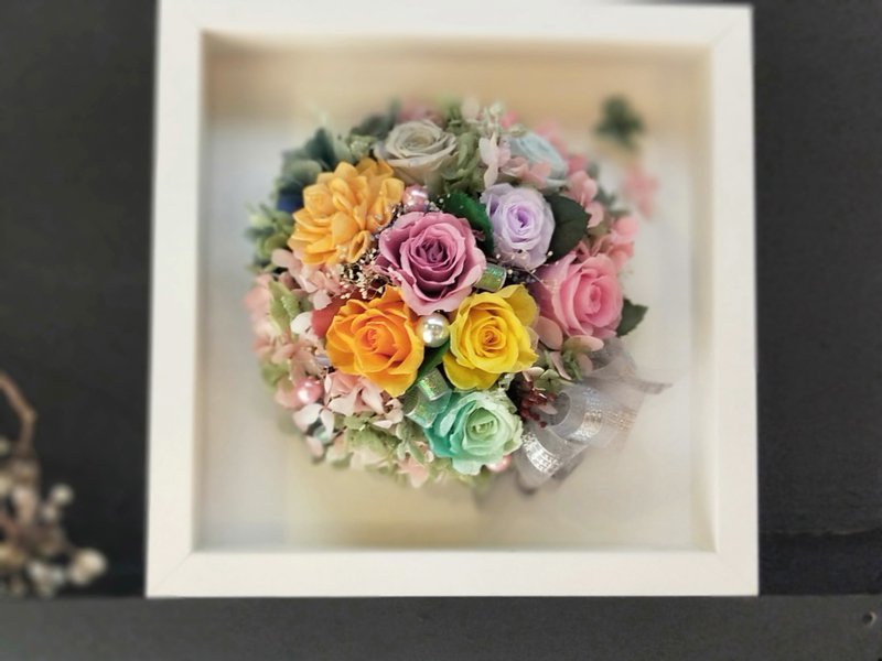立體畫框花禮 方正框 永生花禮 可立式相框 桌花 - 乾燥花/永生花 - 植物．花 粉紅色