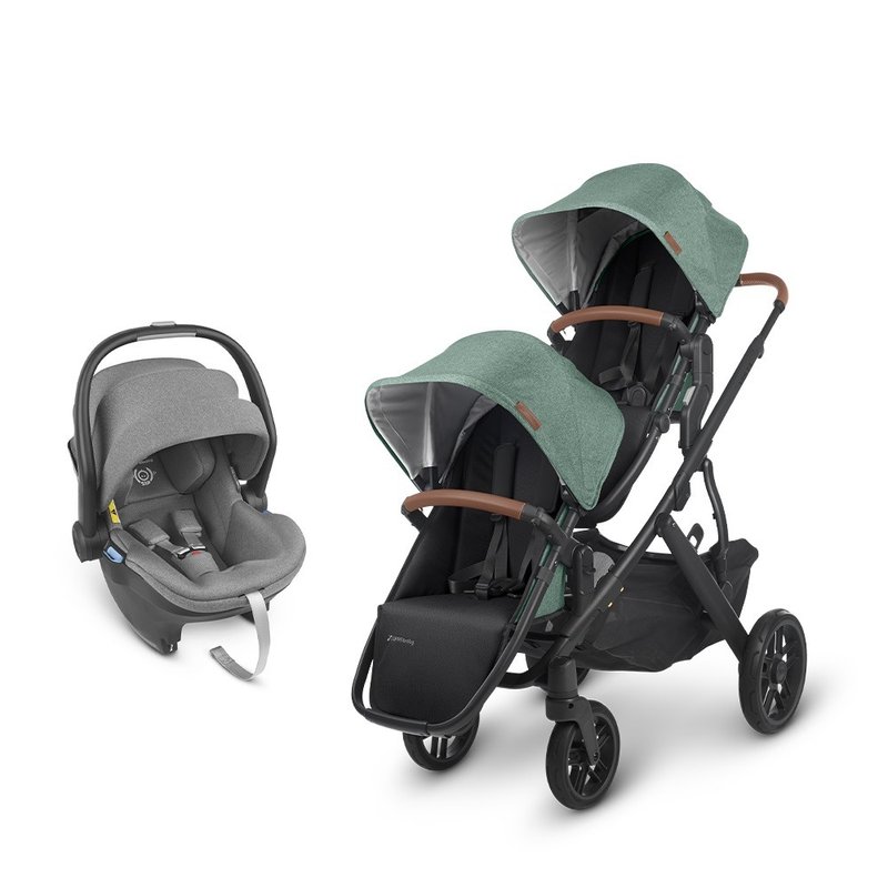 台灣宅配【UPPAbaby】【雙寶推車提籃】VISTA V2森林綠+黑灰提籃1 - 嬰兒車/嬰兒推車 - 其他材質 綠色