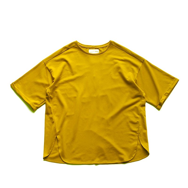 Japanese paper fiber rolled sleeve T-shirt - เสื้อยืดผู้ชาย - กระดาษ สีนำ้ตาล