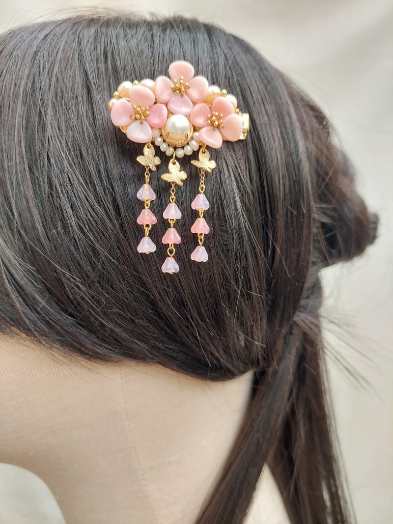 Round Cloud Pavilion-Linlang Feihua Classic Style Hairpin - Hair Accessories - Pearl 