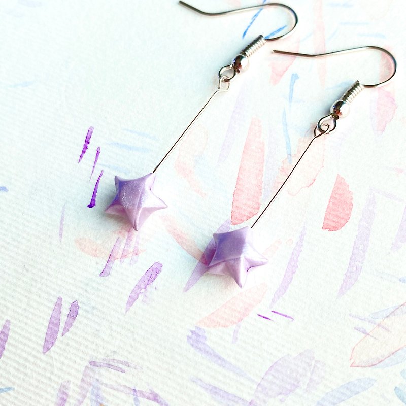 Shooting Star Earrings/ Ear Clips (Lavender) - Earrings & Clip-ons - Other Metals Purple