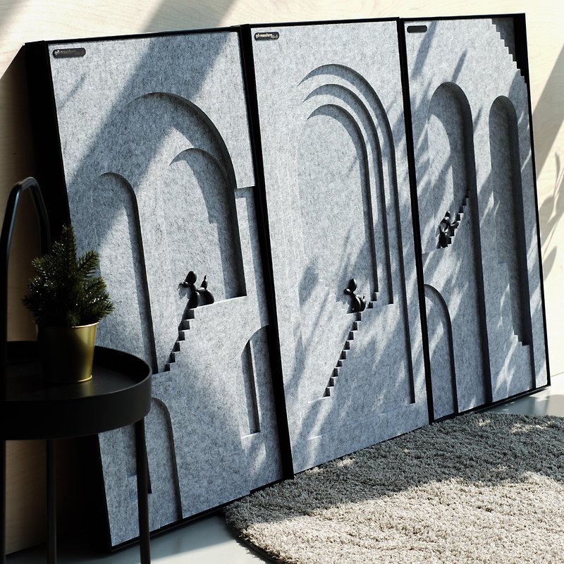 Acoustic Wall Art - M.C. Escher Inspired Set(Moon Shadow)(A set of three panels) - Wall Décor - Polyester 