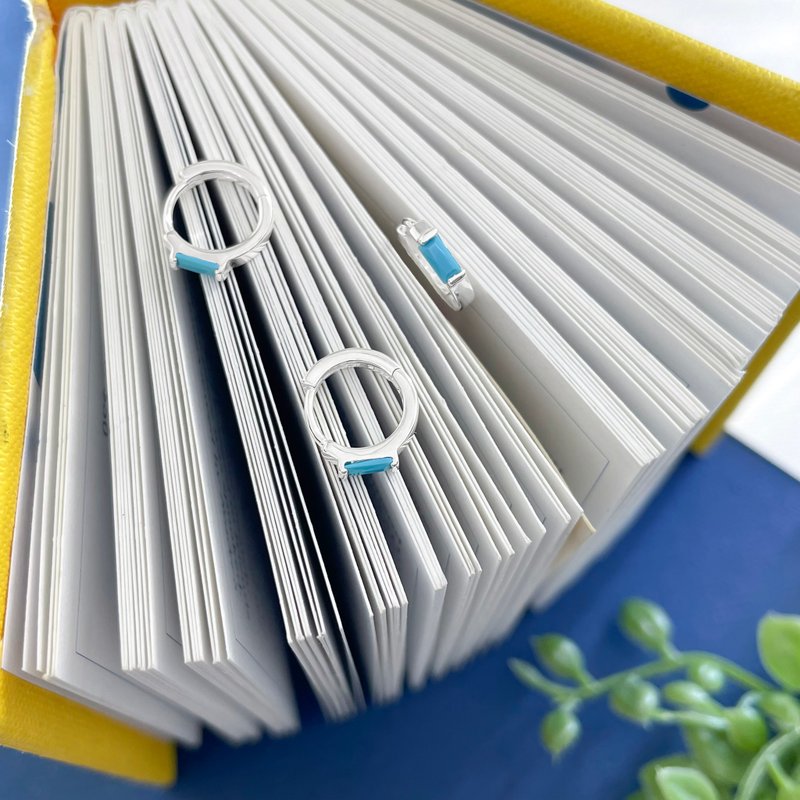 :方圓之間: 純銀耳環 \ 可維修店家 - 耳環/耳夾/耳骨夾 - 純銀 藍色