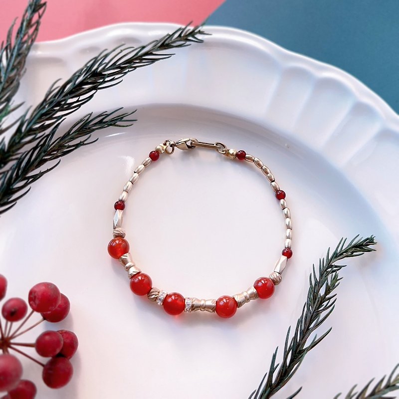 Good Times Series - Commemoration | Natural ruby ​​and Bronze bracelet - Bracelets - Gemstone Red
