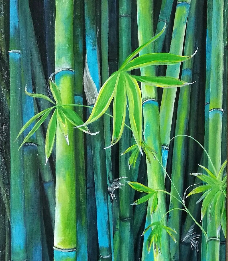 Bamboo Painting, Plant Wall Art, Botanical Painting, Tree Wall Art - Wall Décor - Acrylic Multicolor