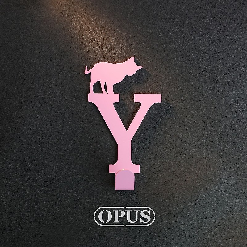 [OPUS Dongqi Metalworking] When the cat meets the letter Y-hook (pink)/girlfriend's birthday gift - กล่องเก็บของ - โลหะ สึชมพู