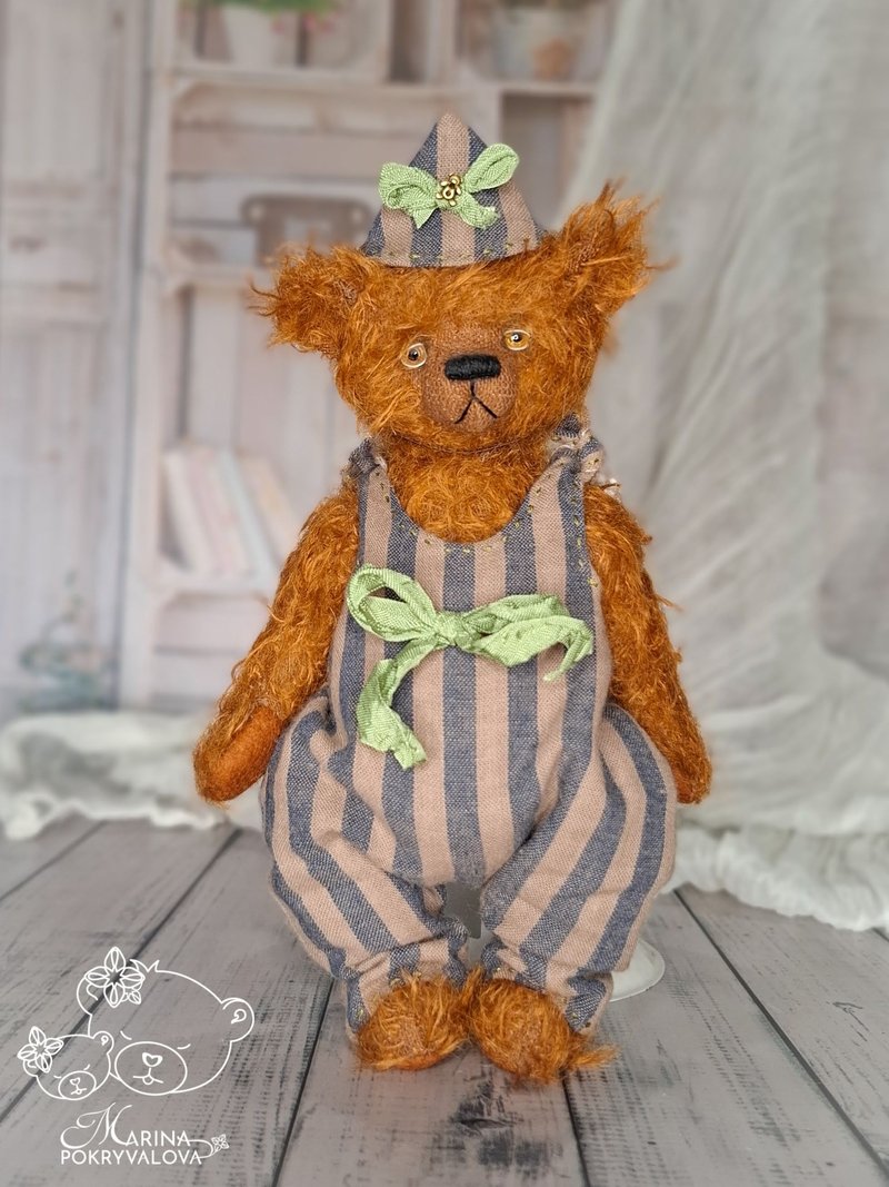Brown teddy bear Mohair teddy bear New year gift - 公仔/玩偶 - 其他材質 咖啡色