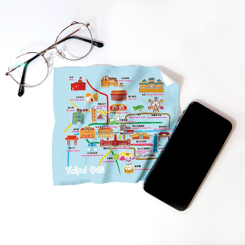 [Bu Yang] Printed universal cloth Q version Taipei microfiber = mobile phone = tablet = laptop = Taiwan characteristics - Eyeglass Cases & Cleaning Cloths - Other Materials Orange