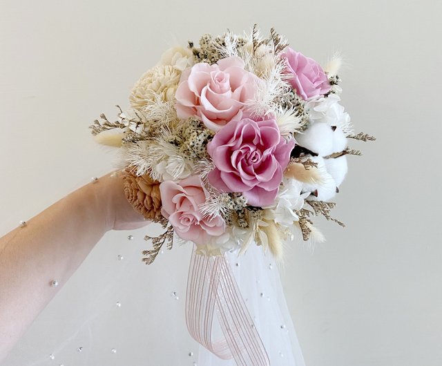 ドライフラワー　ブーケ　プリザーブドフラワーブーケ 花束/オーダーメイド/クラシックラウンドブーケ/プリザーブドフラワー