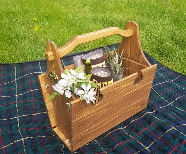 Collapsible Rustic Wood Basket 12 inch One Compartment