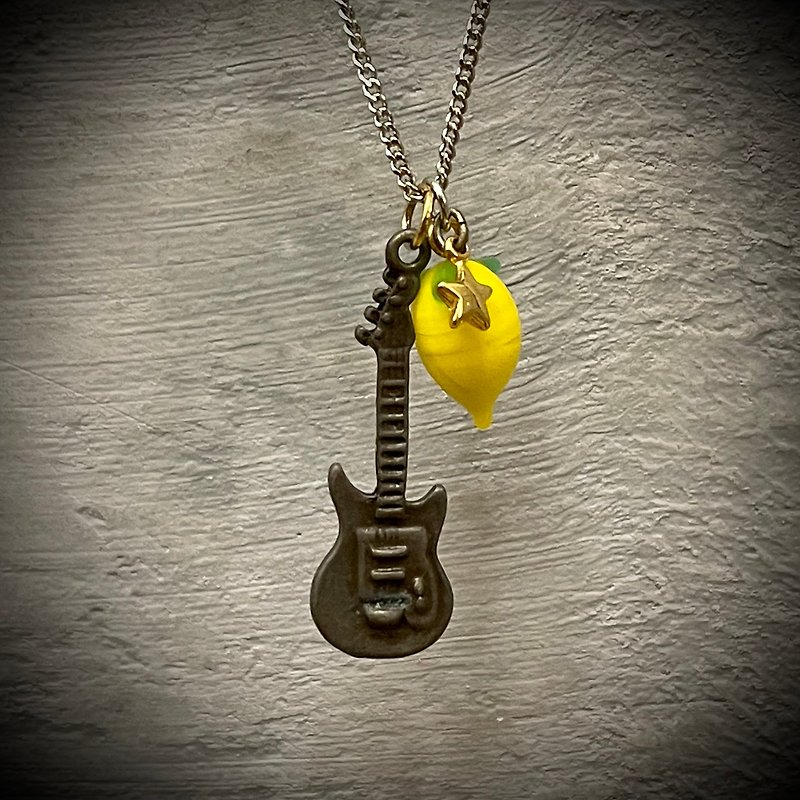 Daily minimalism, freshness and innocence, organic lemon guitar memories, wishing stars, laser engraving, customized necklaces - Necklaces - Other Materials 