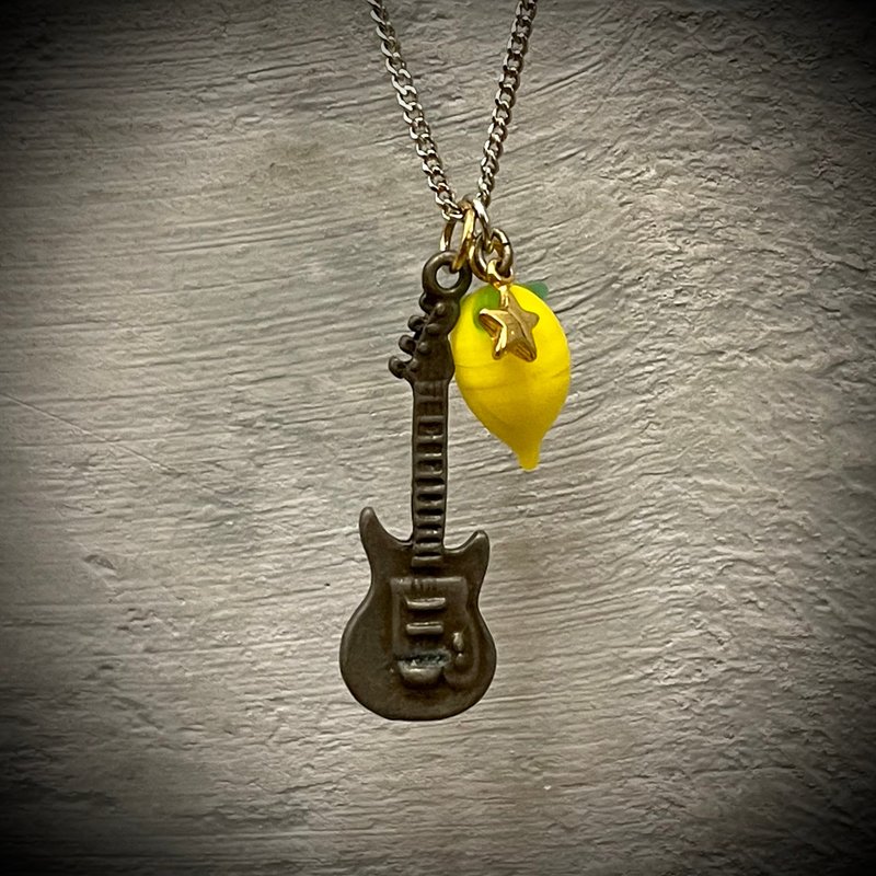 Daily minimalism, freshness and innocence, organic lemon guitar memories, wishing stars, laser engraving, customized necklaces - สร้อยคอ - วัสดุอื่นๆ 