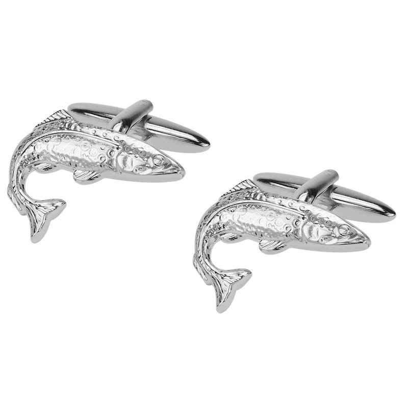 Fish Cufflinks - Cuff Links - Other Metals Silver