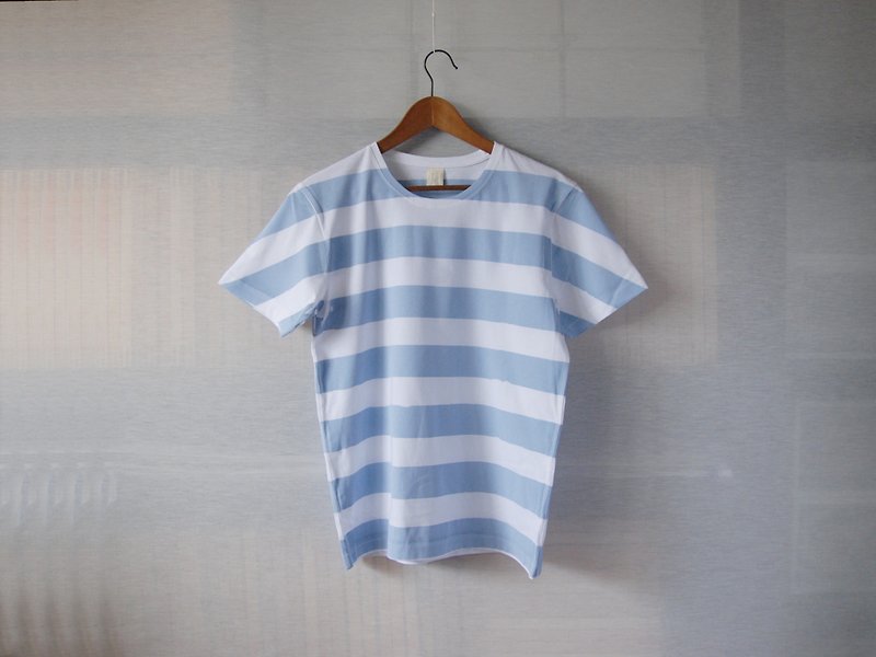 jainjain 減簡手制/任性實驗手印t-shirt 灰藍色中性版 - T 恤 - 棉．麻 藍色
