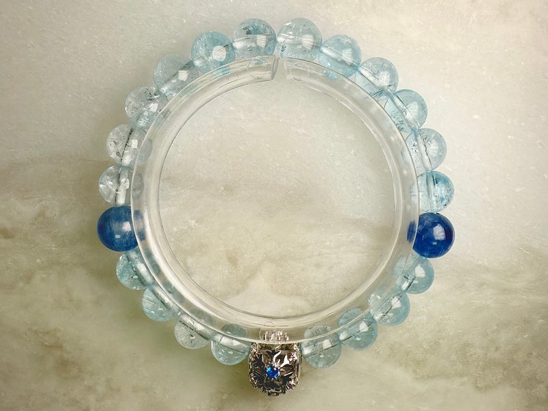 天然クリスタル トパーズ カイヤナイト シルバーブレスレット 独立オリジナルデザイン クリスマスギフト - ブレスレット - クリスタル 