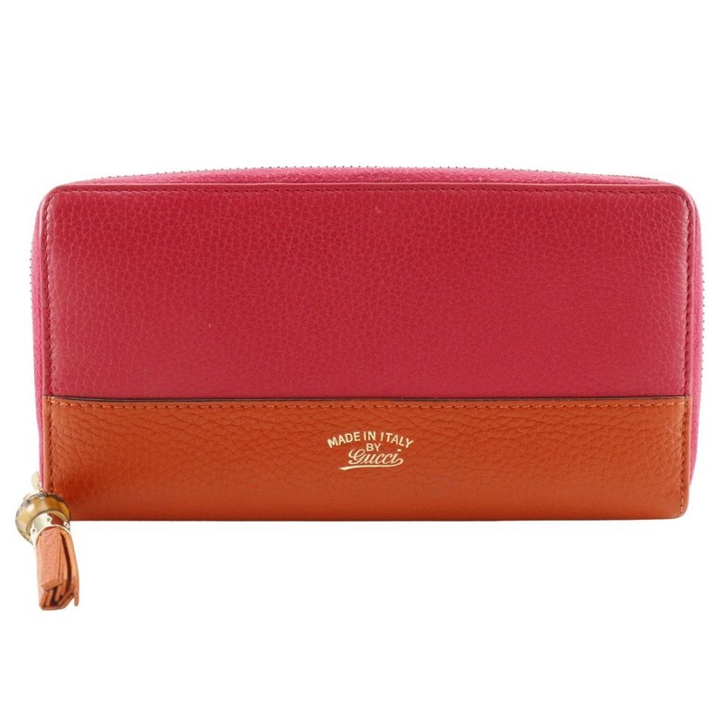 【日本直送】グッチ GUCCI ラウンドファスナー 長財布 バンブータッセル バイカラー 307984 カーフ ピンク/オレンジ レディース【中古】 - 錢包/皮夾/長短夾 - 真皮 粉紅色