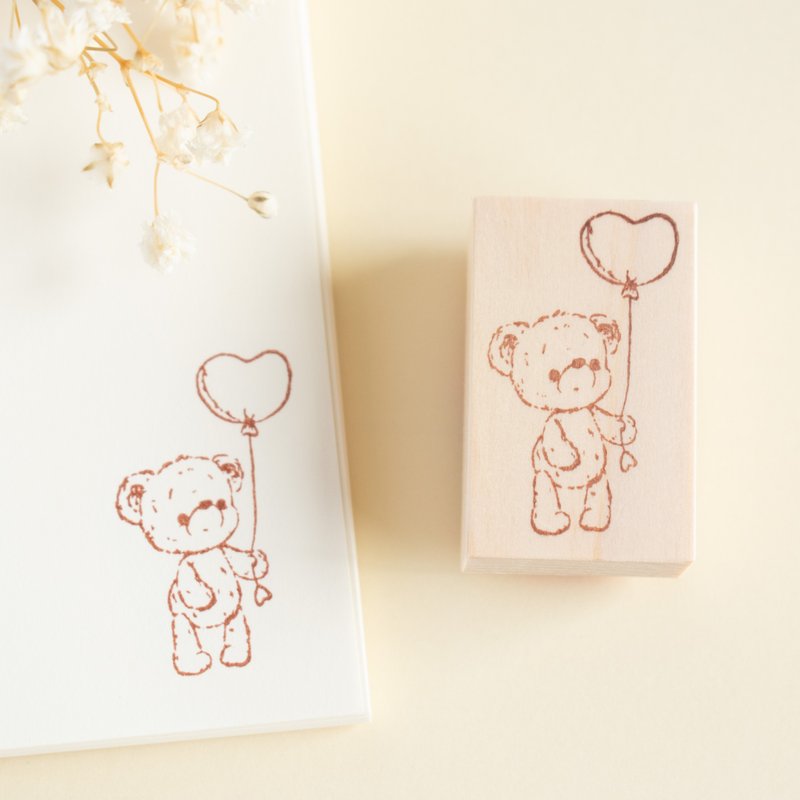 Rubber stamp -  Teddy bear with balloons - ตราปั๊ม/สแตมป์/หมึก - ยาง สีนำ้ตาล