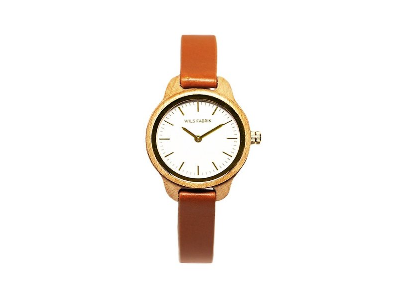 WILS FABRIK - Caramel - Maple Wood Leather Watch - นาฬิกาผู้หญิง - ไม้ สีกากี