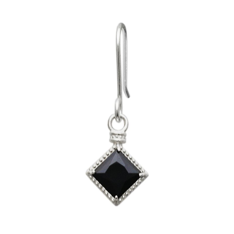 black stone earrings,sterling silver jewelry,present for her,snd017 - ต่างหู - เงิน สีเงิน