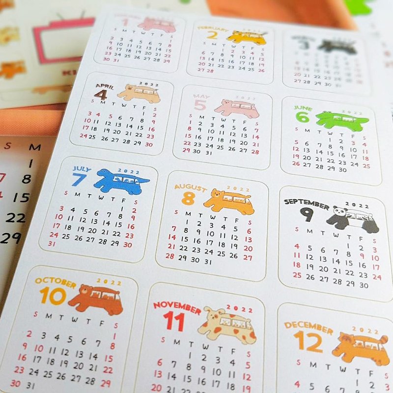 Animal bus calendar sticker - สติกเกอร์ - กระดาษ หลากหลายสี