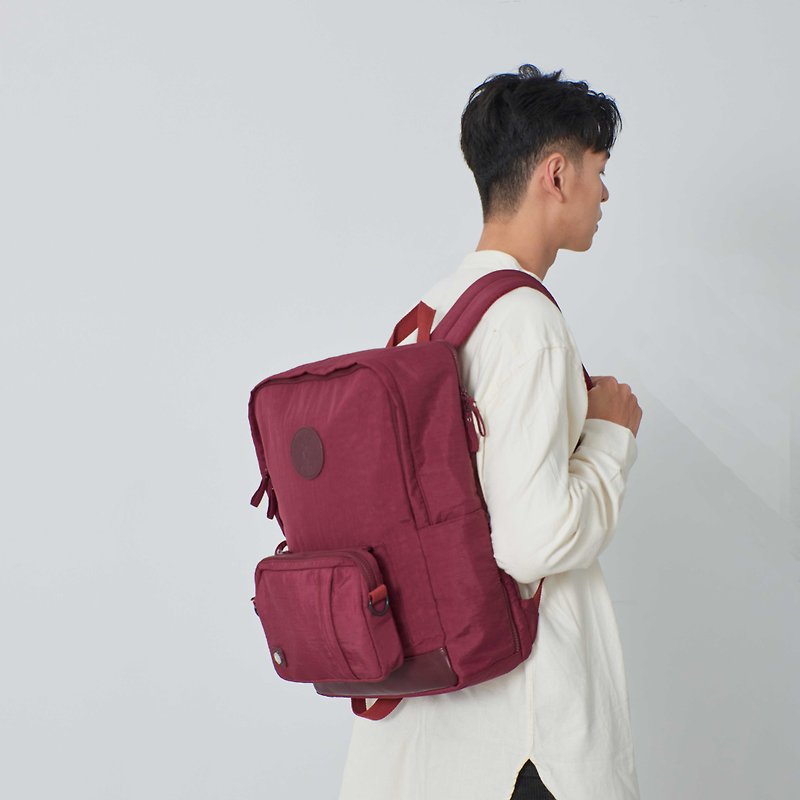 Backpack with water-repellent computer function [Pomegranate Dark Red] L size - กระเป๋าเป้สะพายหลัง - ไนลอน สีแดง