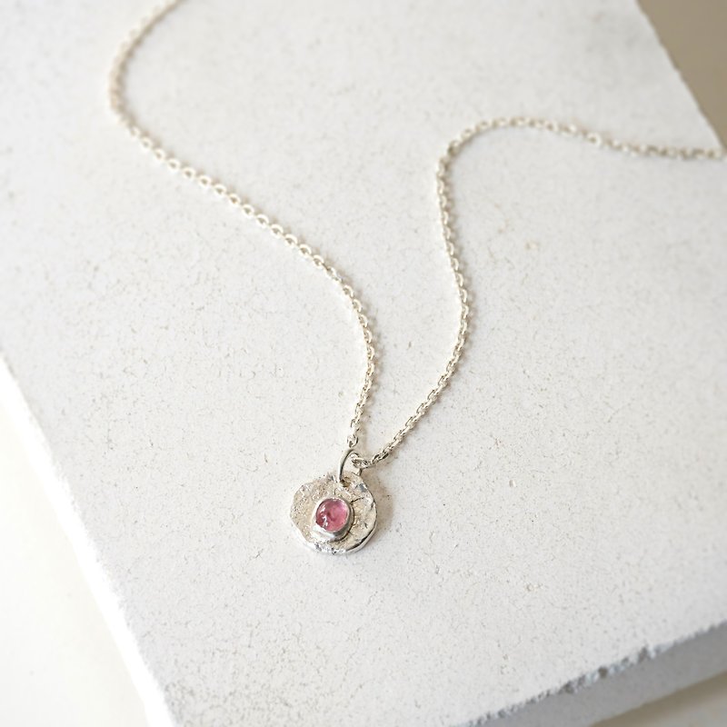 手作りのオーカーストーン925シルバーとピンクのトルマリン（トルマリン）鎖骨ネックレス//天然石 - ネックレス - 宝石 多色