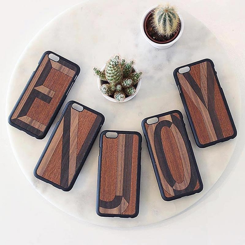[Pre-order] Log phone case / letter A to Z-iPhone Samsung - Phone Cases - Wood Brown