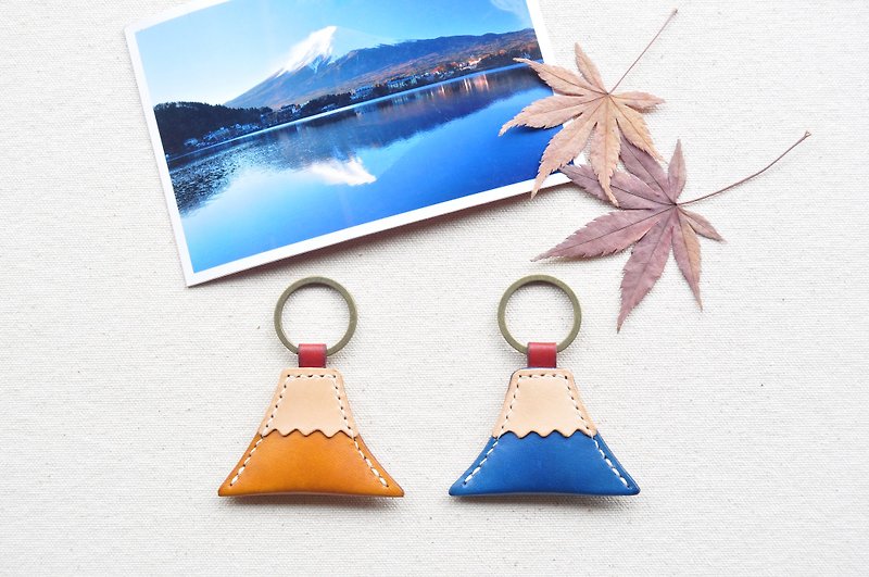 Mt. Fuji leather keychain/Mt. Fuji leather keychain (8 colors optional) - Keychains - Genuine Leather 