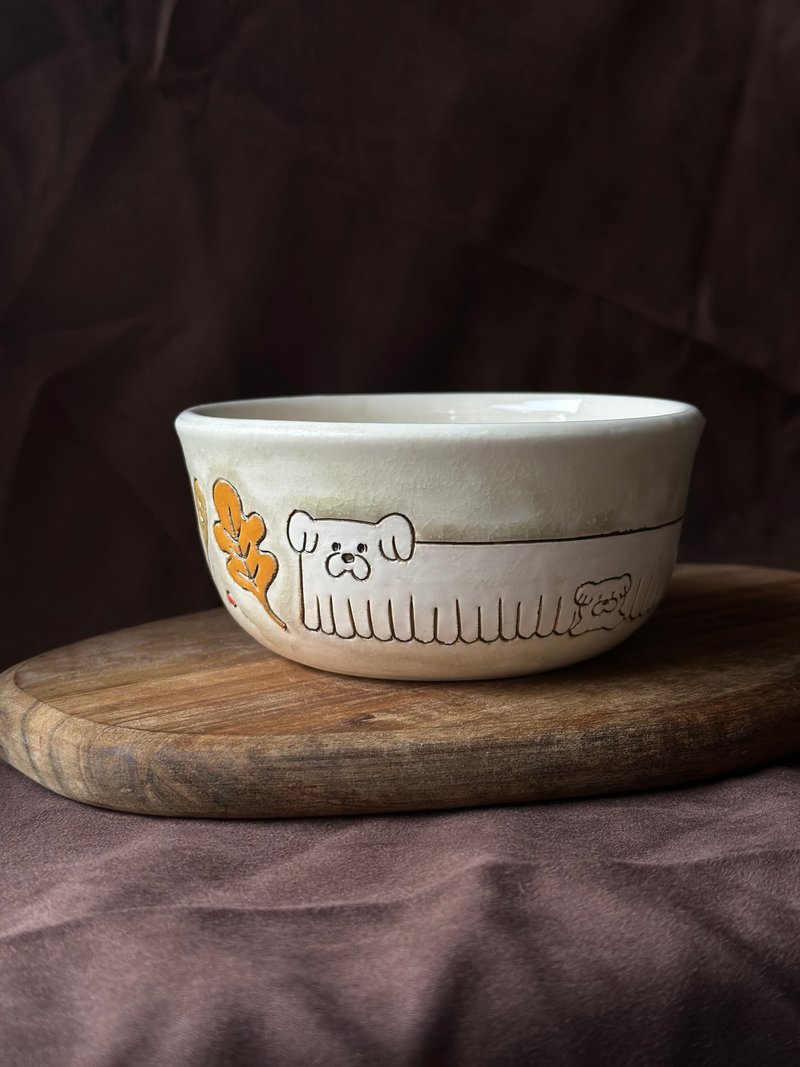 Maomao Dog Autumn Small Bowl 400ml - Bowls - Pottery 